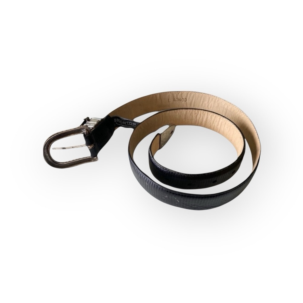 Vintage: Brighton ♡ Heart Charm Leather Belt ♡ Croc Embossed ♡ Two Tone Metal - Picture 5 of 16
